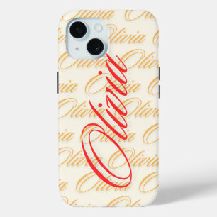 Olivia Name Pattern Design iPhone 15 Case