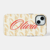 Olivia Name Pattern Design iPhone 15 Case (Achterkant horizontaal)