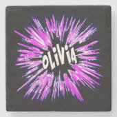Olivia Name Star Stenen Onderzetter (Voorkant)