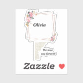 Olivia name sticker – Custom  flower-golden line (Vel)