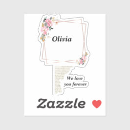Olivia name sticker – Custom  flower-golden line