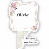 Olivia name sticker – Custom  flower-golden line (Voorkant)