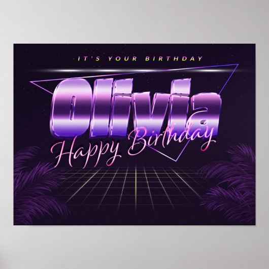 Olivia Name Vorname retro Poster Geburtstag (Voorkant)