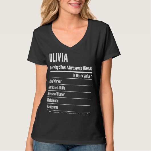Olivia Nutritional Facts Serving Size Calories T-shirt (Voorkant)