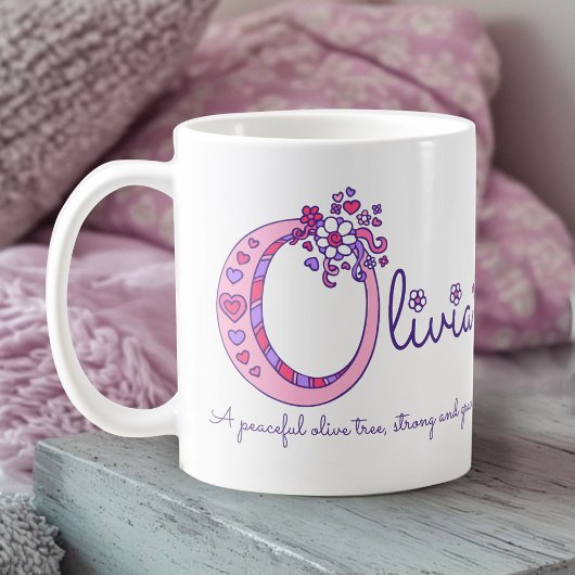 Olivia of O initiaal naam: roze mok