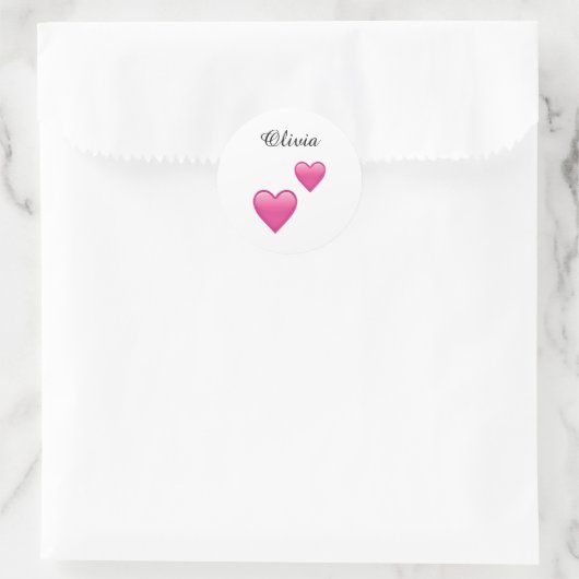 Olivia Personalized Emoji Hearts Round Stickers (Tas)