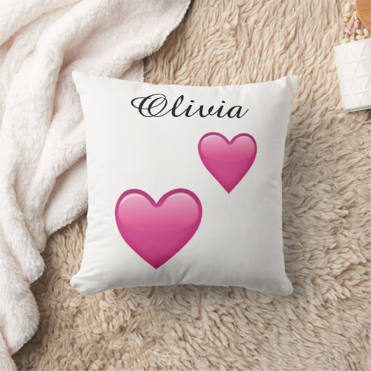 Olivia Personalized Emoji Hearts Throw Pillow Kussen (Deken)