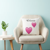Olivia Personalized Emoji Hearts Throw Pillow Kussen (Stoel)