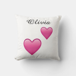 Olivia Personalized Emoji Hearts Throw Pillow Kussen