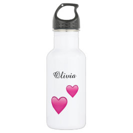 Olivia Personalized Hearts Water Bottle Waterfles