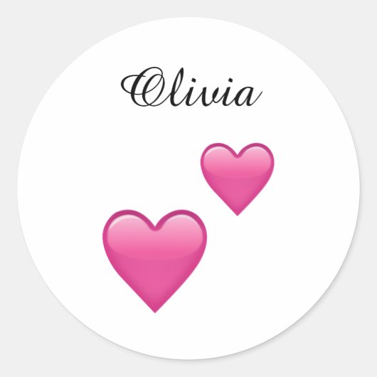 Olivia Persoonlijke Emoji Hartjes Ronde Stickers (Voorkant)