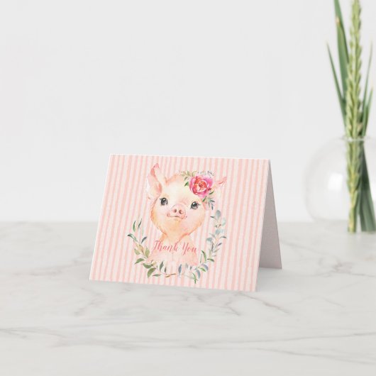Olivia Pigsley Baby shower Bedankt Card (Voorkant)