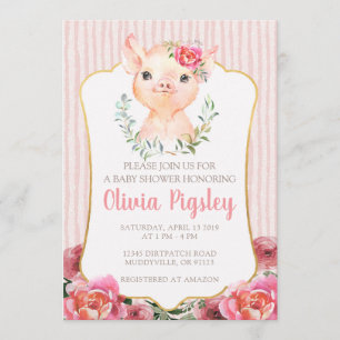 Olivia Pigsley Baby shower Invitation Kaart