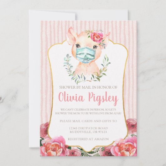 Olivia Pigsley Baby shower op uitnodiging (Voorkant)