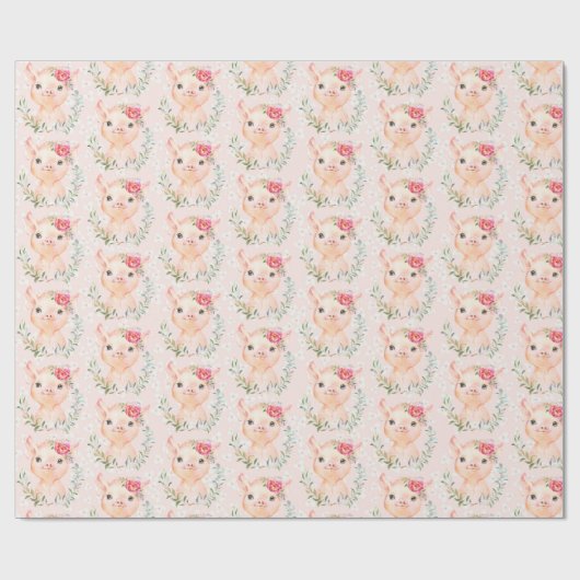 Olivia Pigsley Blush Pink Wrapping Paper Cadeaupapier (Vlak)