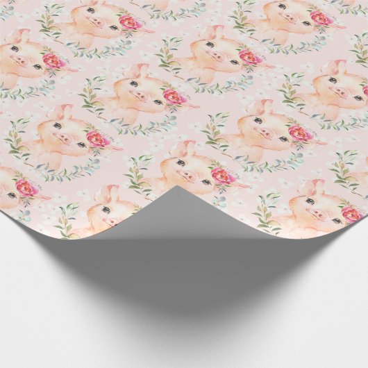 Olivia Pigsley Blush Pink Wrapping Paper Cadeaupapier (Hoek)