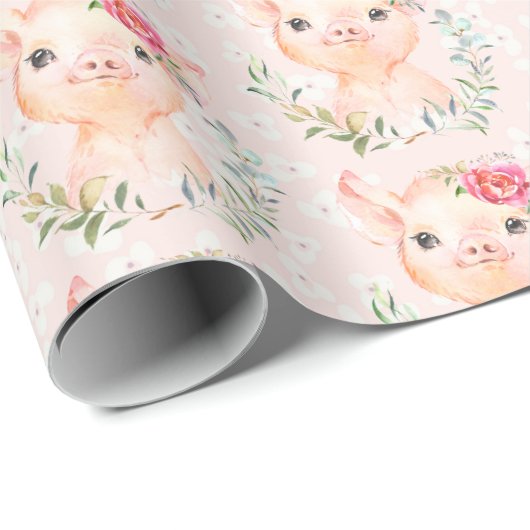 Olivia Pigsley Blush Pink Wrapping Paper Cadeaupapier (Rol Hoek)