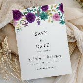 OLIVIA | Purple Floral Save the Date Template Kaart