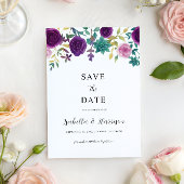 OLIVIA | Purple Floral Save the Date Template Kaart