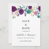 OLIVIA | Purple Floral Save the Date Template Kaart (Voorkant)
