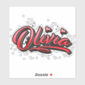 Olivia red Heart Graffiti Aufkleber Sticker (Vel)