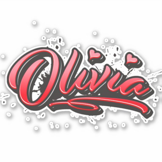 Olivia red Heart Graffiti Aufkleber Sticker (Voorkant)