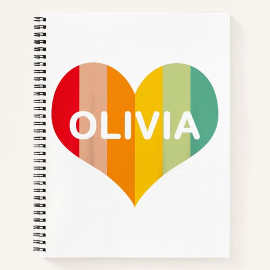 Olivia Retro Vintage Hart Naam Notitieboek (Voorkant)