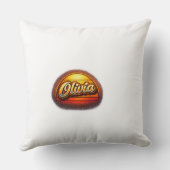 Olivia Retro Zonsondergang Persoonlijke Naam Ontwe Kussen (Achterkant)