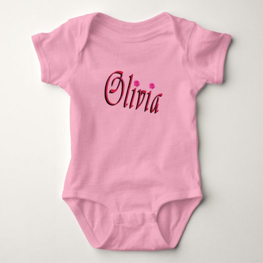 "Olivia" Rood En Roze Olivia Naam, Romper (Voorkant)