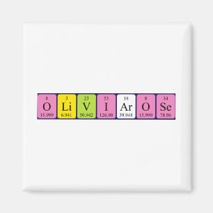 Olivia-Roos periodieke lijstnaam magneet
