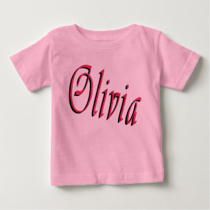 Olivia, Roze Cursieve Logo, Baby's T-shirt