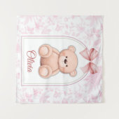 Olivia | Roze op maat gemaakte teddybeer kinderkam Wandkleed (Voorkant (horizontaal))