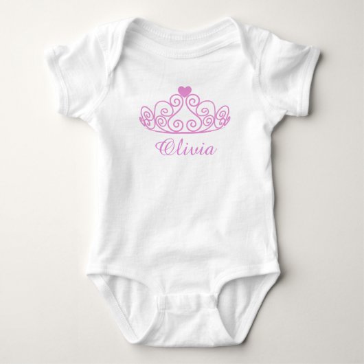 Olivia, Roze Prinses Baby T-shirt, Baby's naam toe Romper (Voorkant)