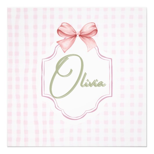 Olivia Roze Strik Met Gingham Print Foto Afdruk (Voorkant)