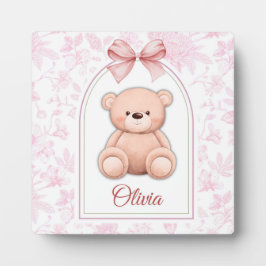 Olivia | Roze Teddybeer Kinderkamer Design Fotoplaat