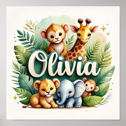 Olivia Safari Nursery Wall Art Poster (Voorkant)