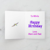 Olivia saurus Colorful Brontosaurus Dinosaur Art Feestdagen Kaart (Binnen)