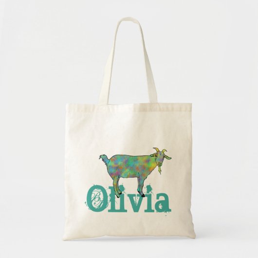 Olivia Schattig Grappig Geit Kleurig Funky Dieren  Tote Bag (Voorkant)