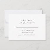 Olivia Simple Grey Minimalistische Bruiloft RSVP K (Voorkant)