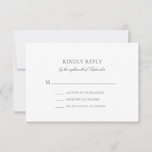 Olivia Simple Grey Minimalistische Bruiloft RSVP K Kaartje