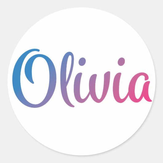 Olivia Stijlvol Cursief Ronde Sticker (Voorkant)