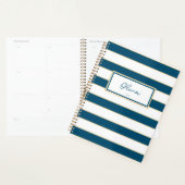 Olivia Stripes Planner in Ocean en White (Display)