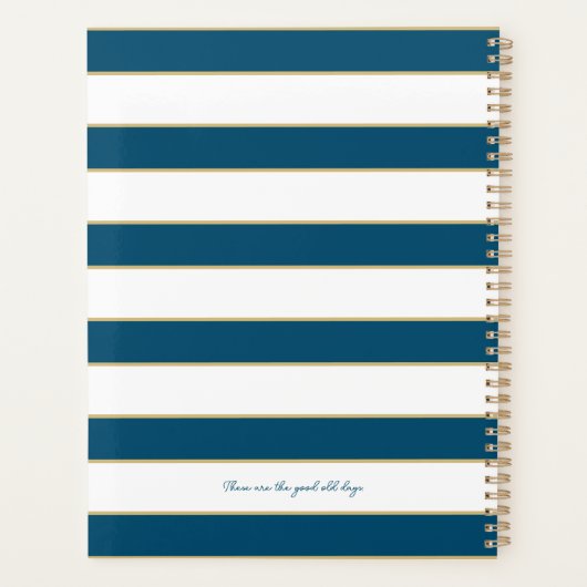 Olivia Stripes Planner in Ocean en White (Achterkant)