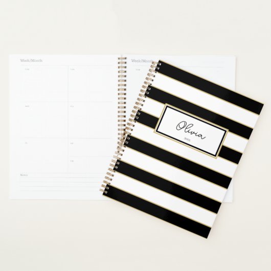 Olivia Stripes Planner in zwart-wit (Display)