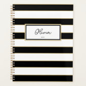 Olivia Stripes Planner in zwart-wit (Voorkant)