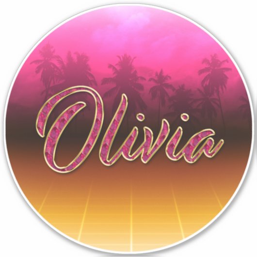 Olivia Vorname Name golden pink Aufkleber Sticker (Voorkant)
