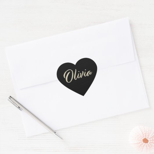 Olivia white gold Handwriting Aufkleber Herz Hart Sticker (Envelop)