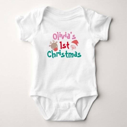 Olivia's eerste kerstman-Baby Romper (Voorkant)