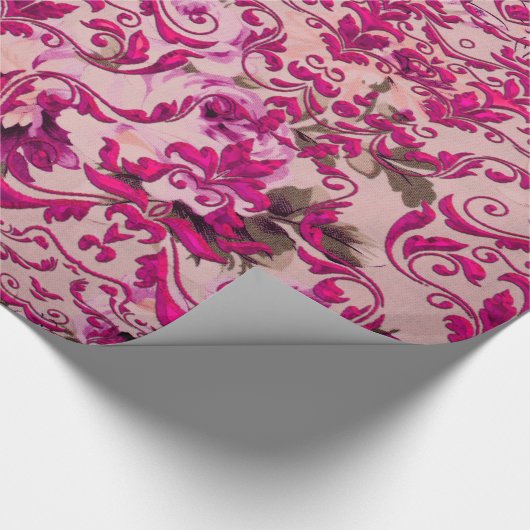 Olivia's Romantisch Damast Glanzend Cadeaupapier (Hoek)