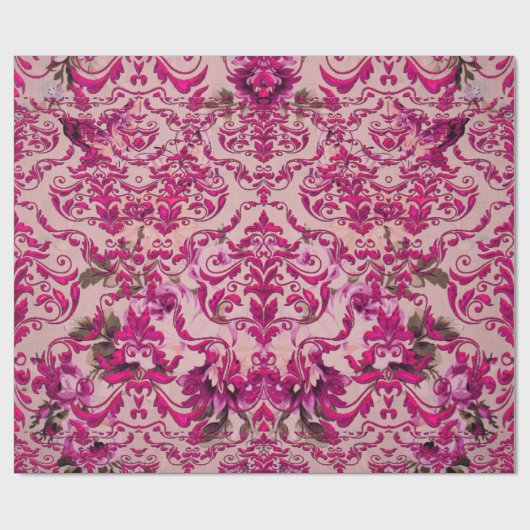 Olivia's Romantisch Damast Glanzend Cadeaupapier (Vlak)